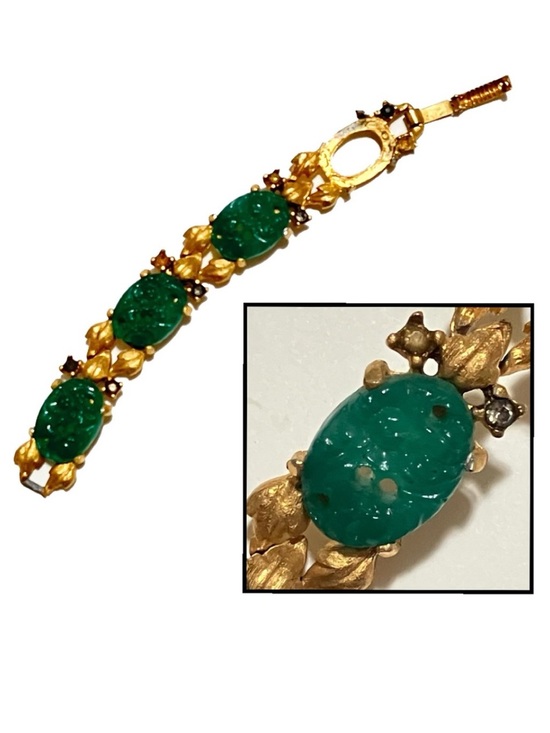 Other - Jade for Re-use - Broken Bracelet with Jade Look Oval Stones